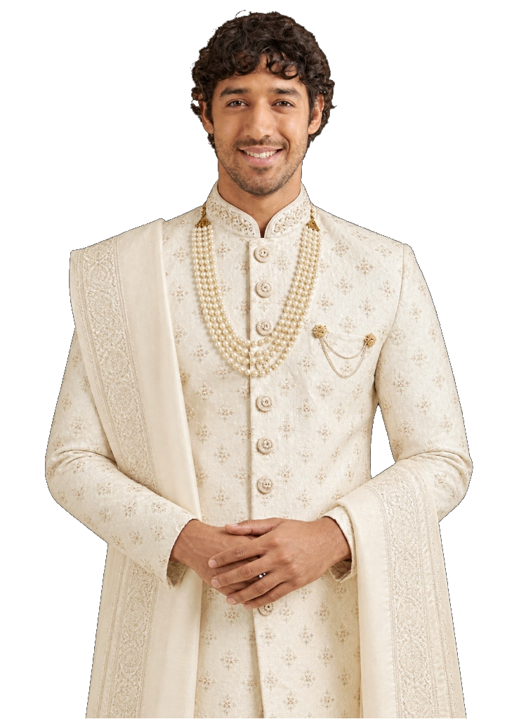 Warm White Royal Sherwani